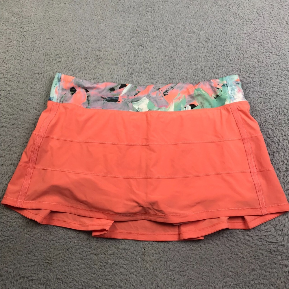 Lululemon Pace Rival Skirt II Womens‎ 12 Plum Peach Blushed Illusion Lined Skort